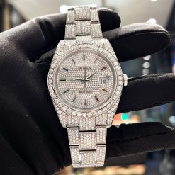 Rolex Rep 1:1 Chế Tác Datejust 41mm Full Kim Moissanite