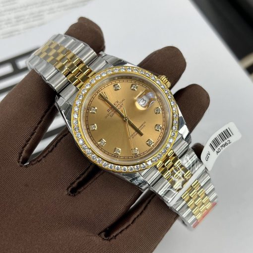 Rolex Rep 1:1 Datejust 41 Bọc vàng 18k, Viền Kim Cương