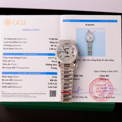 Rolex Rep 1:1 Chế Tác Day-Date 36mm Độ Viền Kim Cương Moissanite