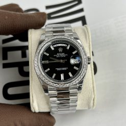 Rolex 1:1 Chế Tác Day-Date 40mm Kim Moissanite Cọc Đá