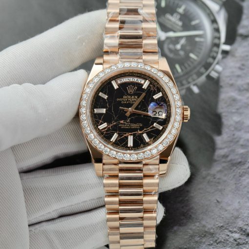 Rolex 1:1 Day-Date 40mm Bọc Vàng, Kim Cương Tự Nhiên
