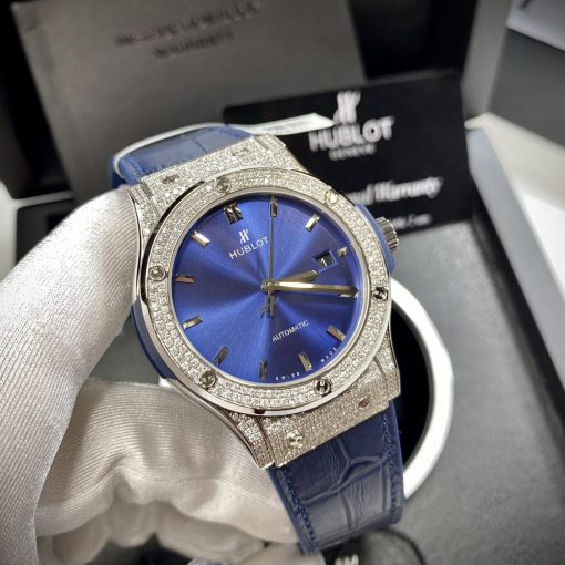 Hublot Classic 1:1 Fusion Titanium Blue 42mm Full Kim Moissanite